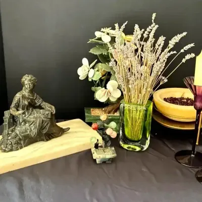 Decorative Florals, Statue & Candlesticks