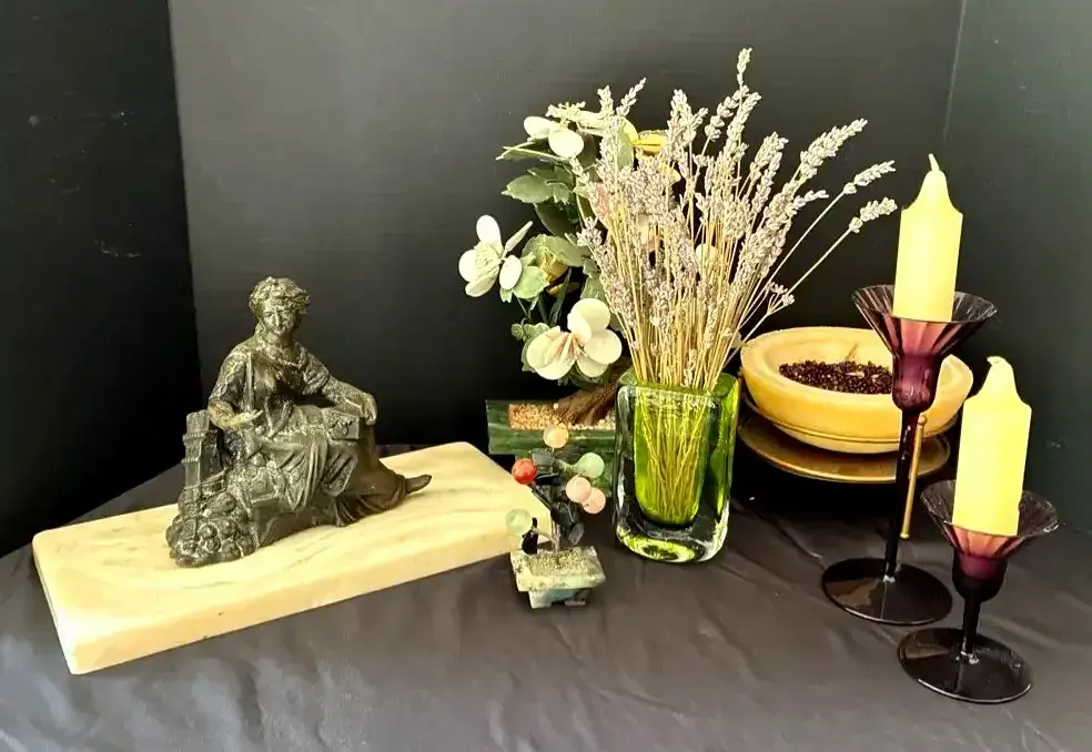 Decorative Florals, Statue & Candlesticks