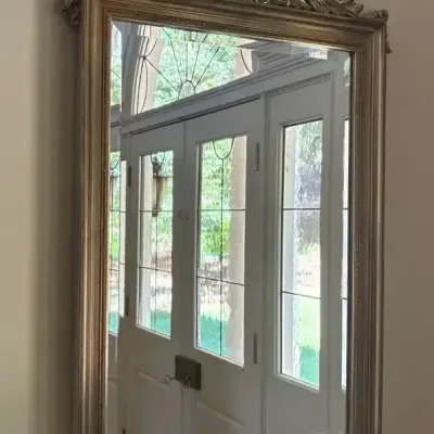 Ornate Gold-Tone Beveled Wall Mirror