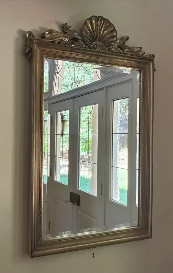 Ornate Gold-Tone Beveled Wall Mirror
