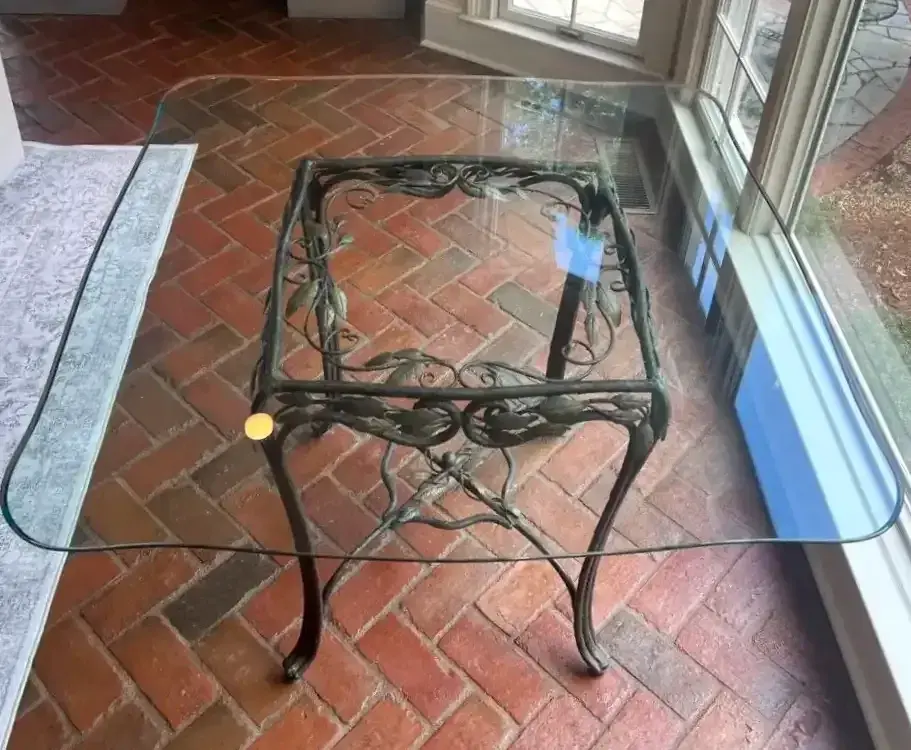 Wrought Iron Vine & Leaf Glass Table