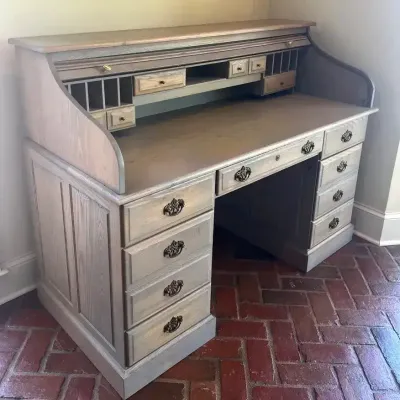 Roll-Top Desk With Lighted Interior