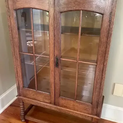 Oak Glass-Front Display Cabinet
