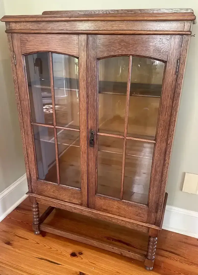 Oak Glass-Front Display Cabinet