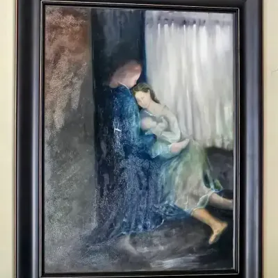Mev Rozsman Signed Original Young Family Artwork