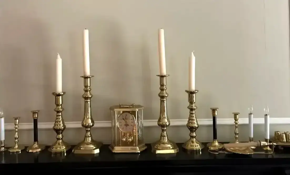 Brass Candlesticks, Anniversary Clock & Candle Accessories