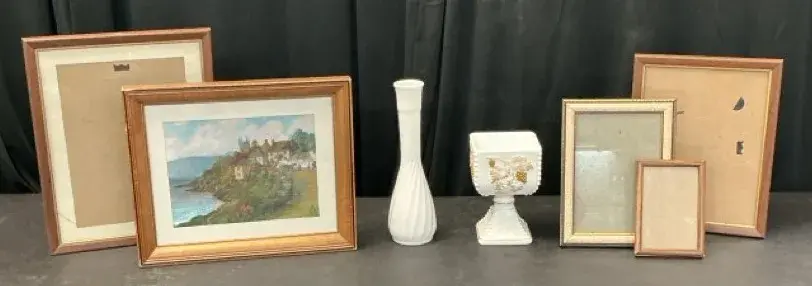 Milk Glass, Frames, & Mural