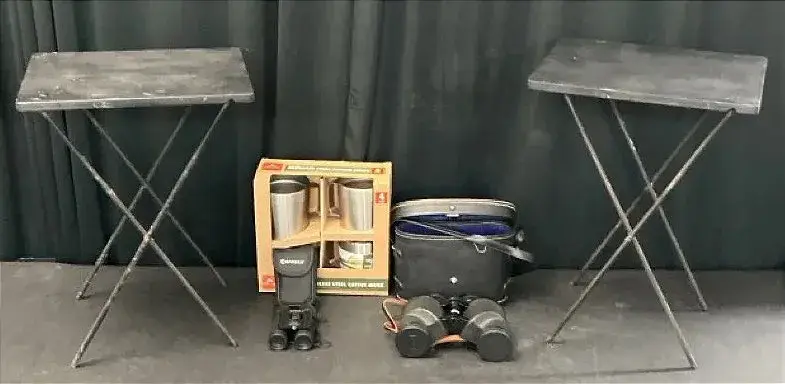 Binoculars, Mugs, & Portable Tables