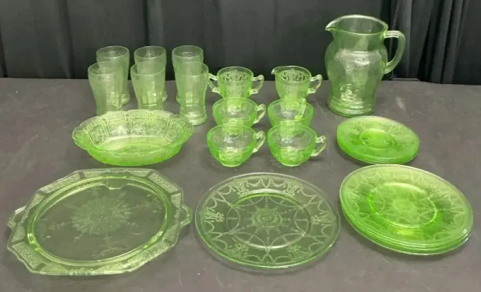 Hocking Glass Co. & Jeannette Glass Co. Uranium Glass 
