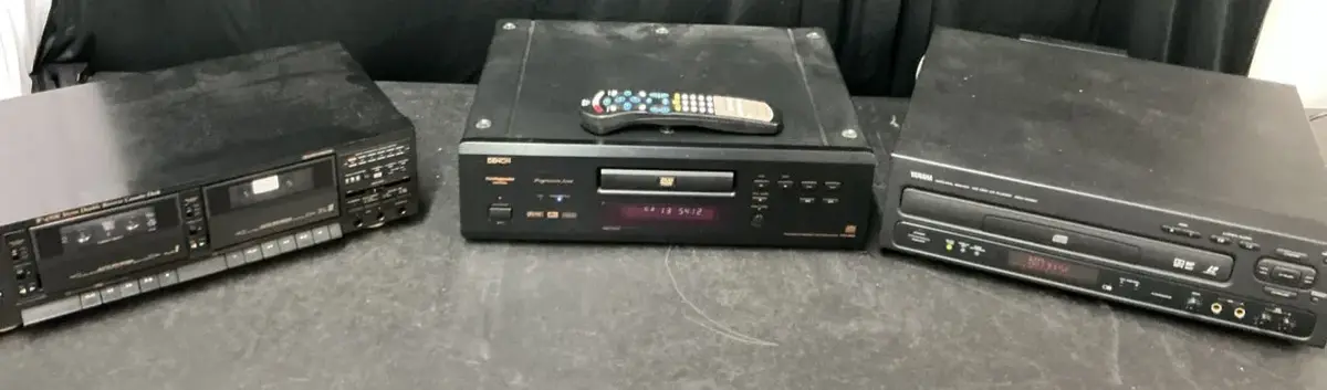 TEAC Dual Tape Player, Denon DVD Player, & Yamaha Record/CD Player