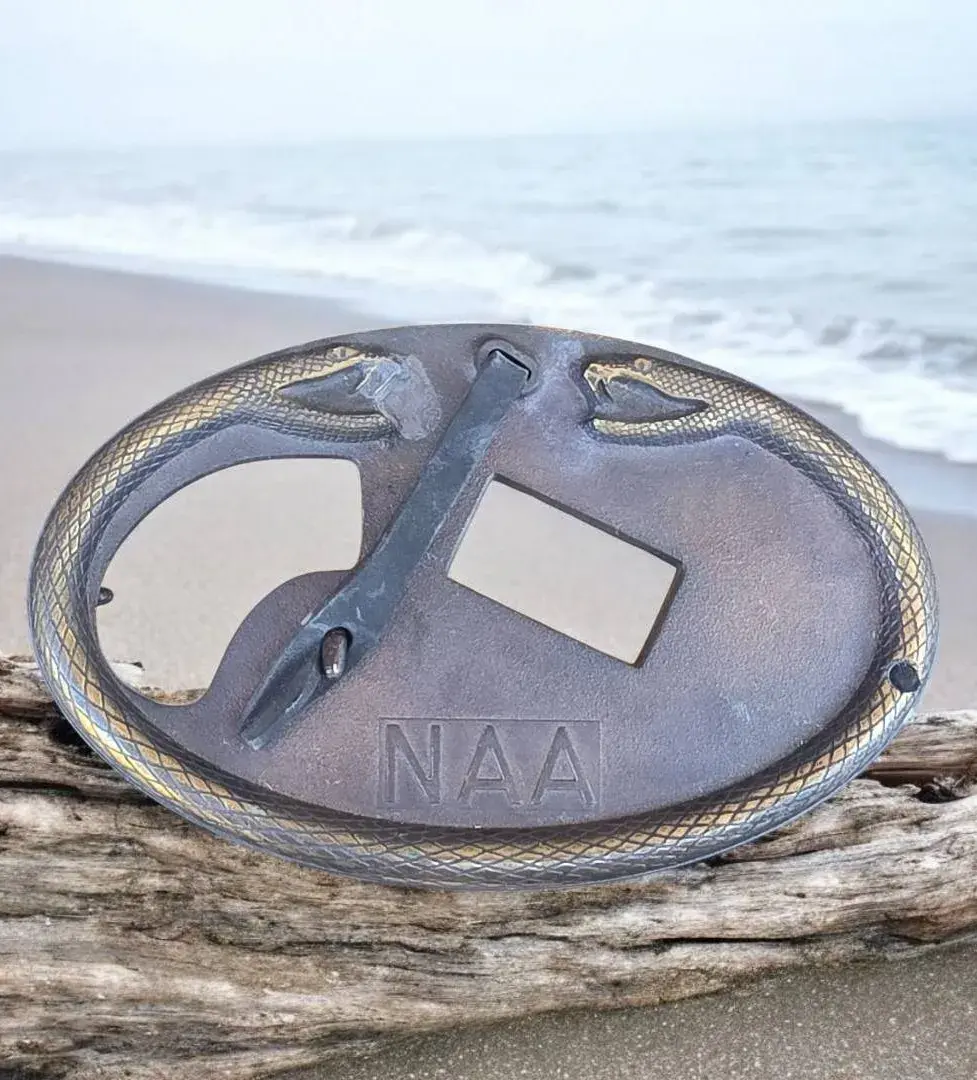 Rare Vintage North American Arms NAA Brass 2 Headed Snake Belt Buckle - Holds Mini Revolver