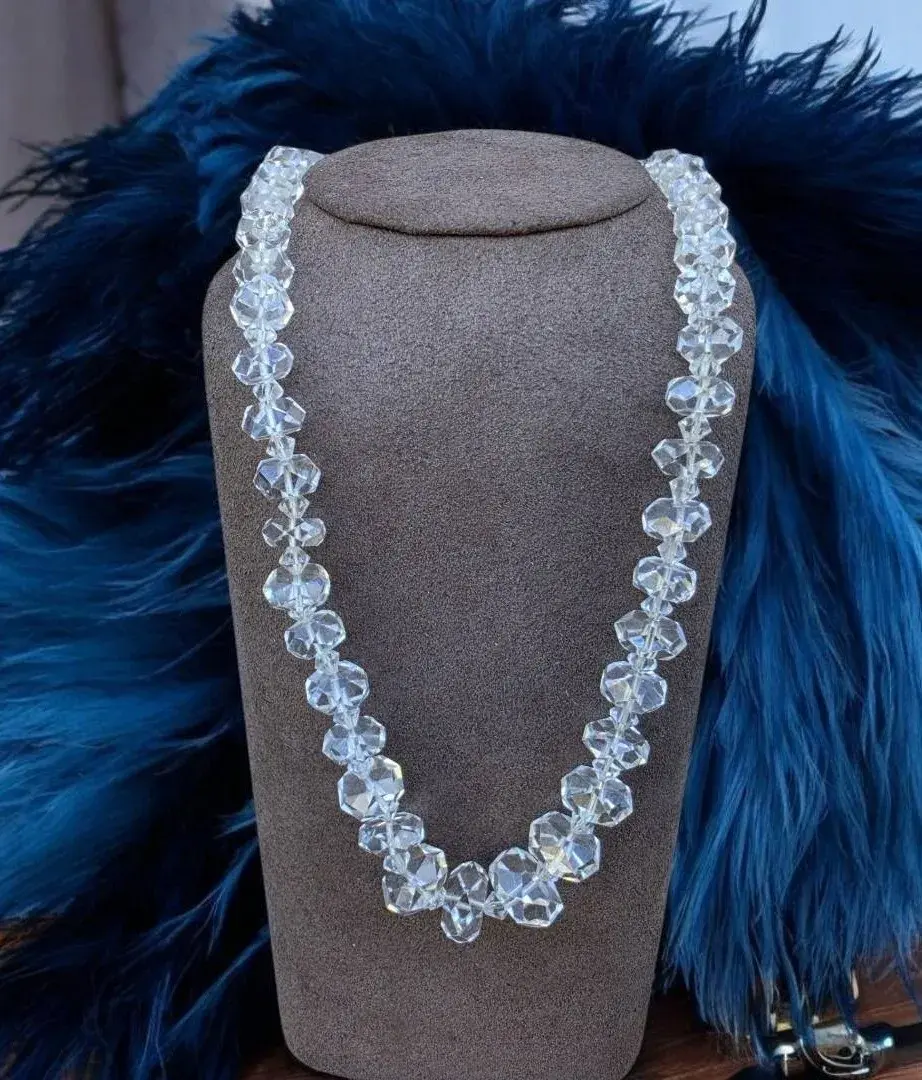 Vintage Art Deco Crystal Faceted Disc Bead Necklace