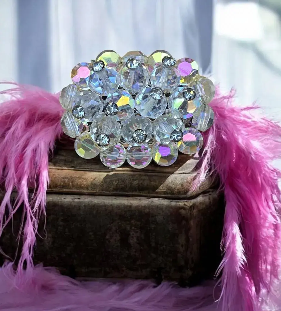 VINTAGE 1950'S AB CRYSTAL PIN AURORA BOREALIS
