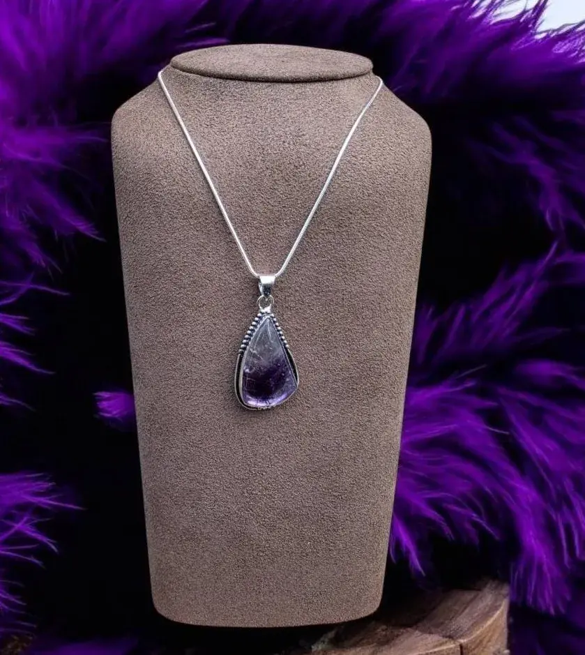 Banded Amethyst Pendant Necklace 