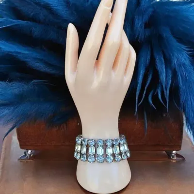 SUPER RARE - ANN VIEN Vintage Signed Rhinestone Bracelet 1950's