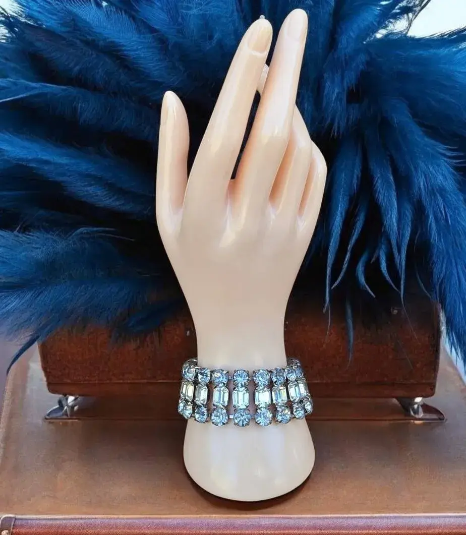 SUPER RARE - ANN VIEN Vintage Signed Rhinestone Bracelet 1950's