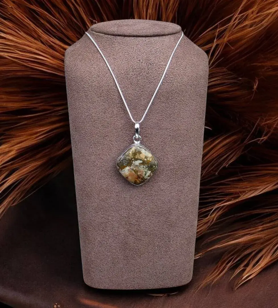 Picture Jasper Pendant Necklace #2