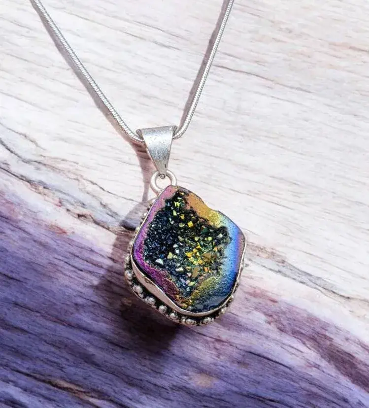 Titanium Druzy Pendant Necklace 