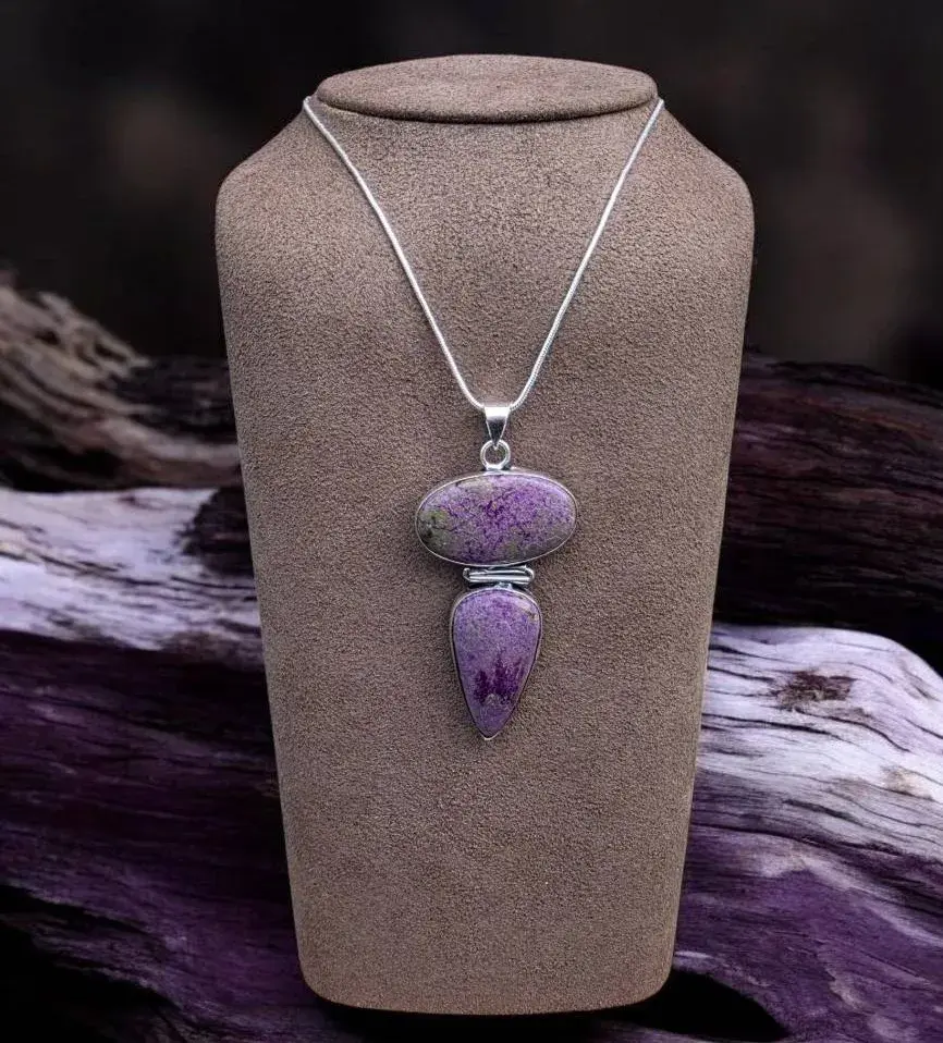 Purpurite Double Pendant Necklace 