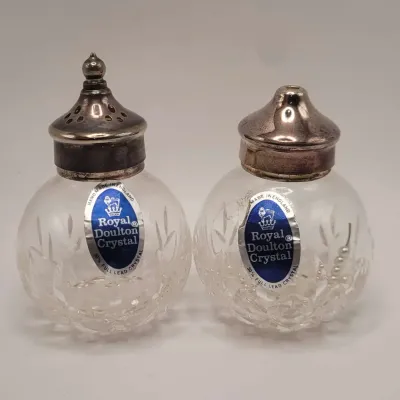Vintage Royal Doulton Crystal Lead Crystal Salt and Pepper Shakers Made in England
