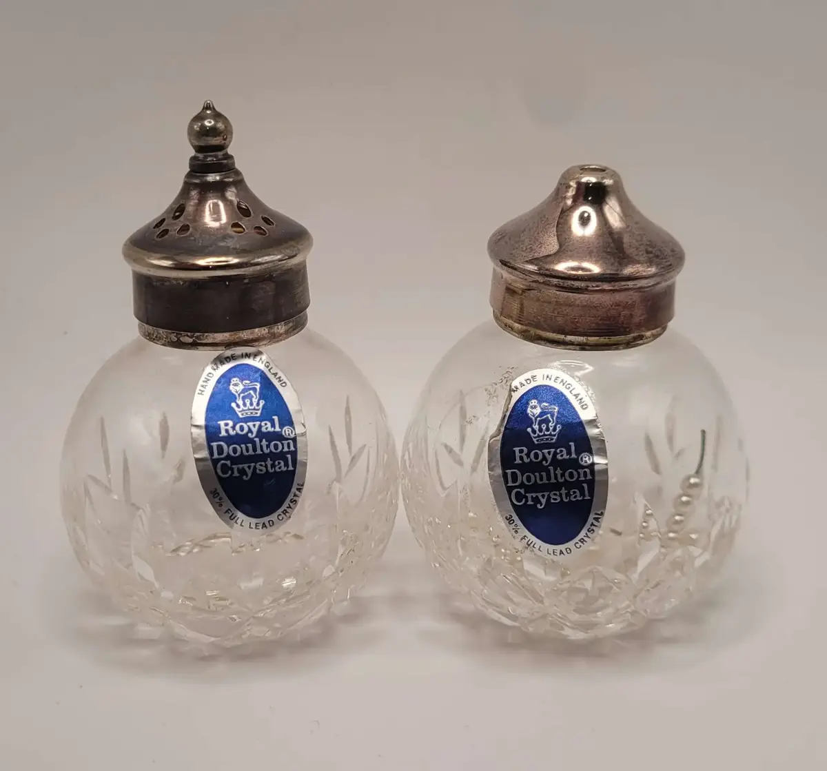 Vintage Royal Doulton Crystal Lead Crystal Salt and Pepper Shakers Made in England