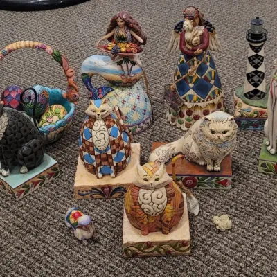 Lot of Mostly Heartwood Creek Jim Shore Hand Made Figurines of Cats, Women, Lambs, Mermaid, Etc.
