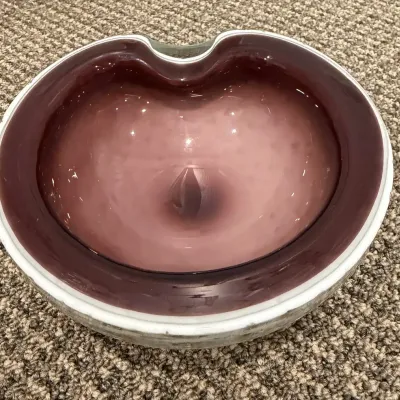 Mid-Century Modern Vintage Art Glass Clamshell Catchall Bowl