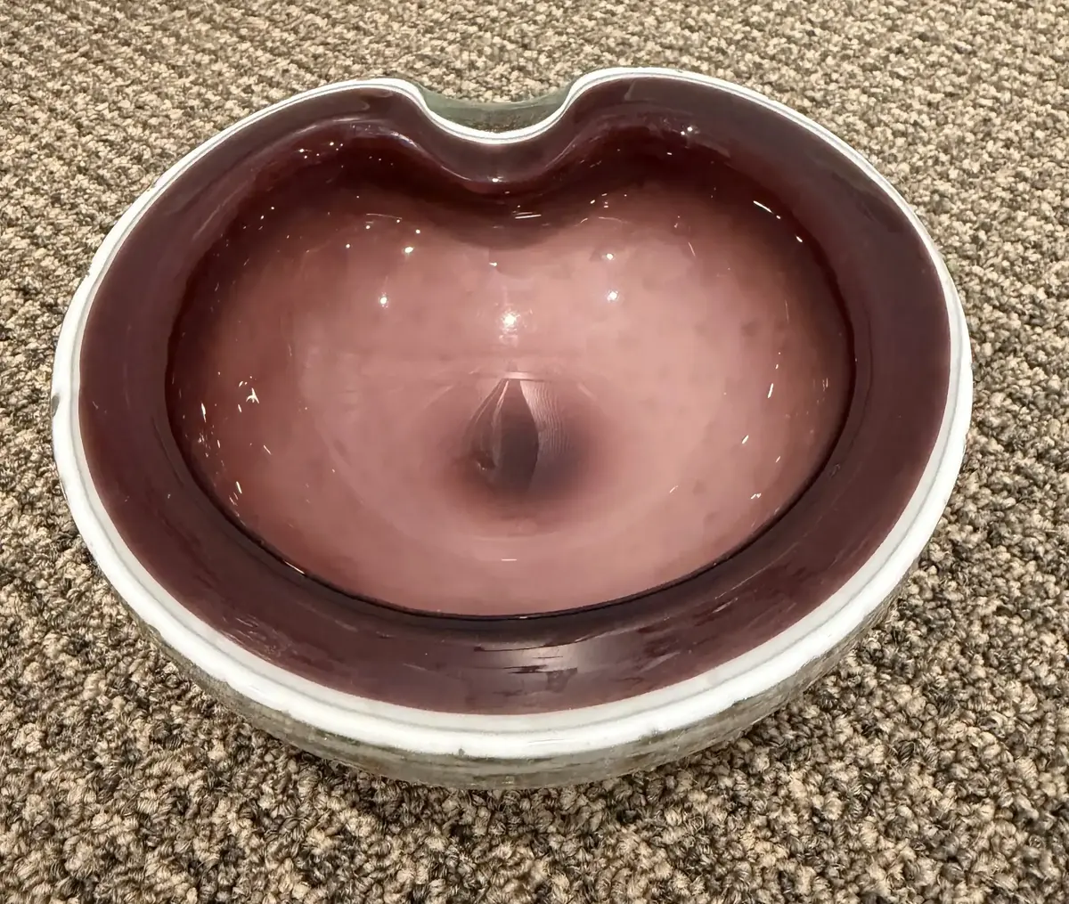 Mid-Century Modern Vintage Art Glass Clamshell Catchall Bowl