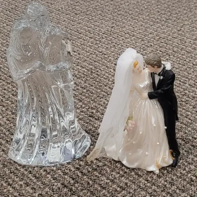 Bride and Groom Figurines including Waterford Crystal and Cake Topper