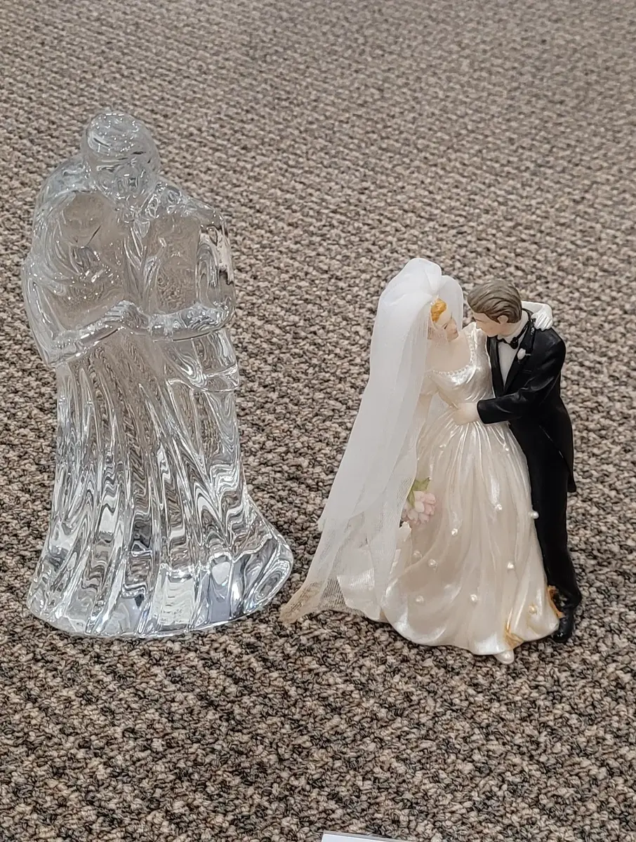 Bride and Groom Figurines including Waterford Crystal and Cake Topper