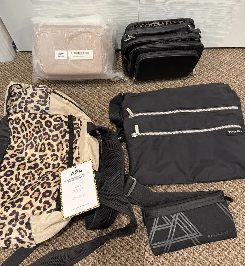 Travel Bag Lot NWT APL Packable Backpack K Carroll Crossbody Bags 5pc