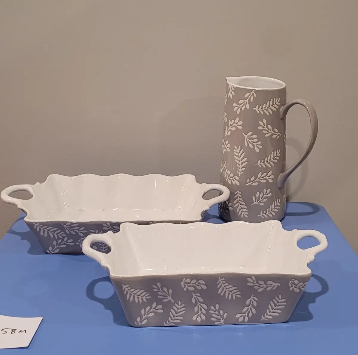 Leaf Patterned Dinnerware and Pitcher
