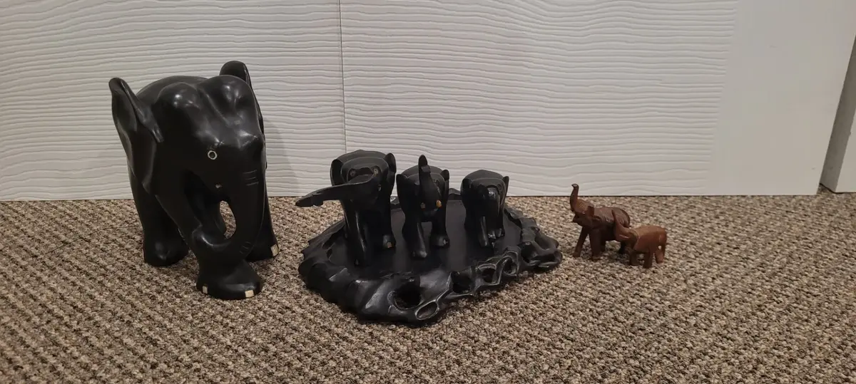 Wooden Elephant Figurines - Lot of 6 