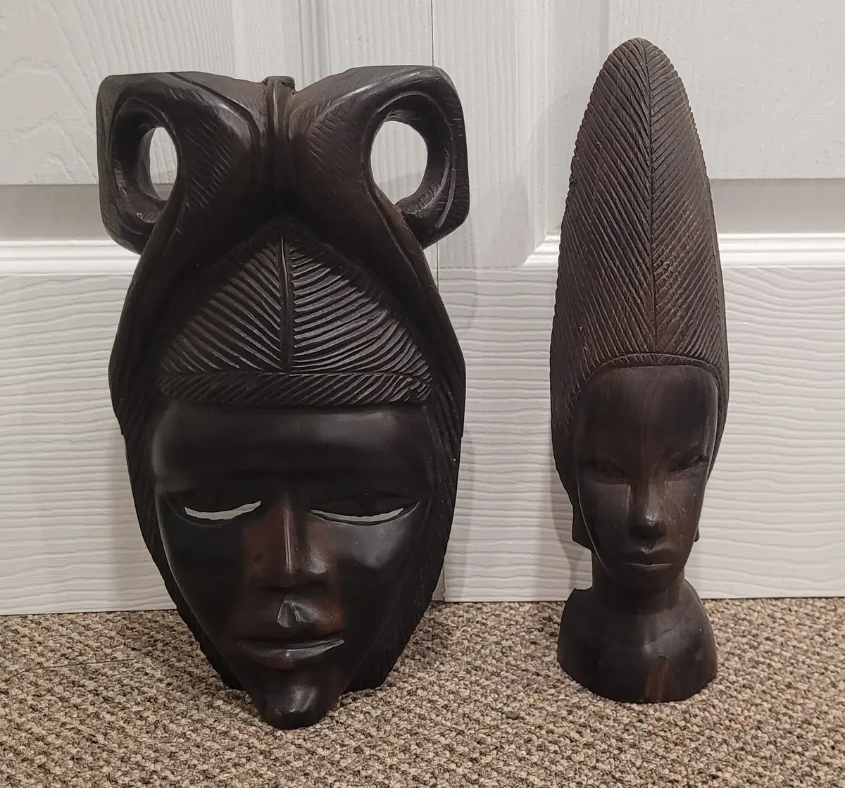 Wooden Hand Carved African Bust and Head Figures