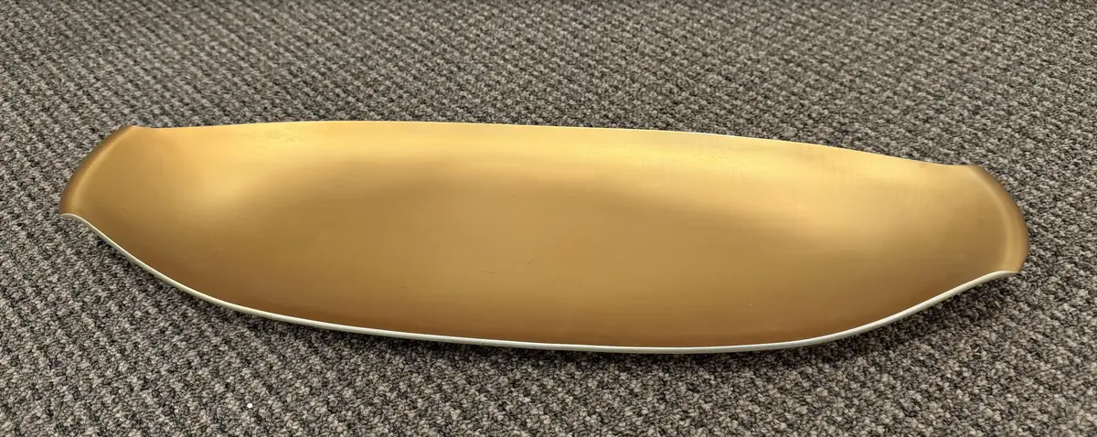 Elongated Decorative Golden Tone Tray