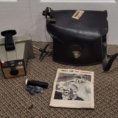 Vintage Polaroid Land Camera Model 3000 with Leather Bag, Manual, Accessories