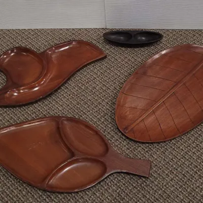 Lot of Wooden Platter Serving Trays