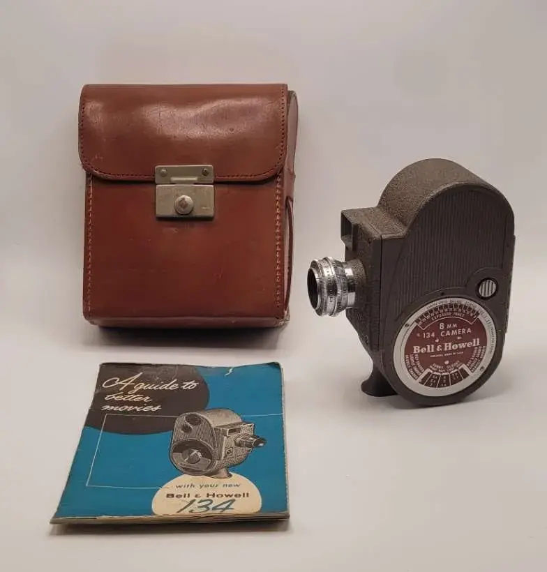 Bell and Howell 134 8mm Movie Film Camera with Leather Case and Manual