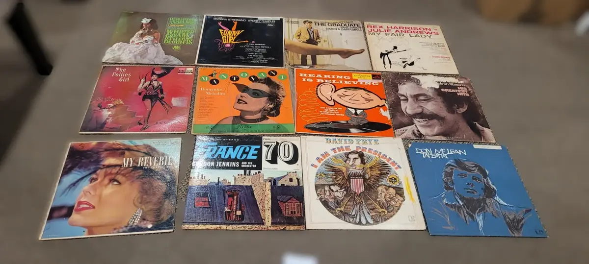 16 Vintage Vinyl Records - Paul Simon, Don McLean, Soundtracks, My Fair Lady, etc.