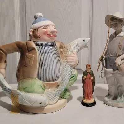 Decorative Statues Featuring Fish and Fishermen, Religious Figure including Hand Made Lladro