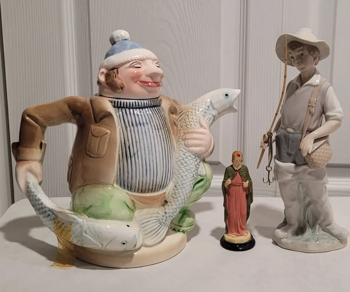 Decorative Statues Featuring Fish and Fishermen, Religious Figure including Hand Made Lladro