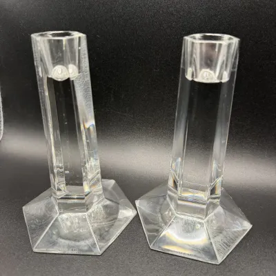 Set of 2 6" Tiffany & Co Frank Lloyd Wright 1987 Candlestick Holders