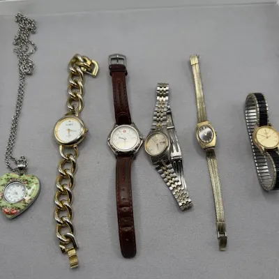 Vintage and Modern Watches including Wristwatches and Floral Pocket Watch - Lot of 6 