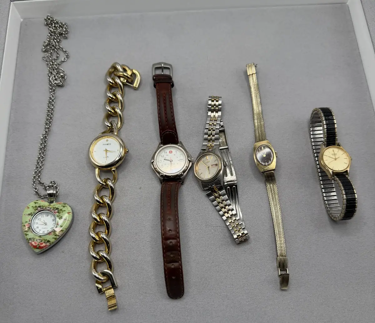 Vintage and Modern Watches including Wristwatches and Floral Pocket Watch - Lot of 6 