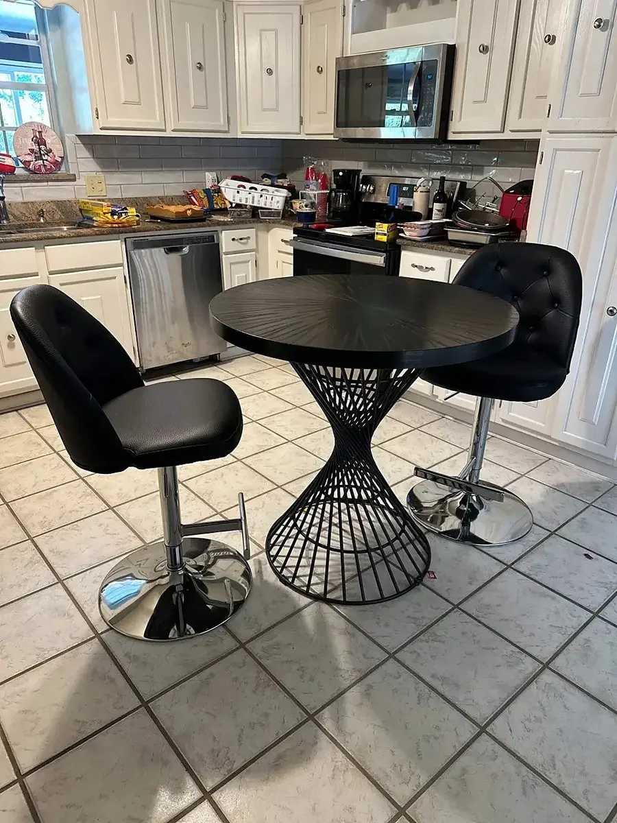 Hillsdale Kanister Counter Table & 2 Tufted Swivel Stools
