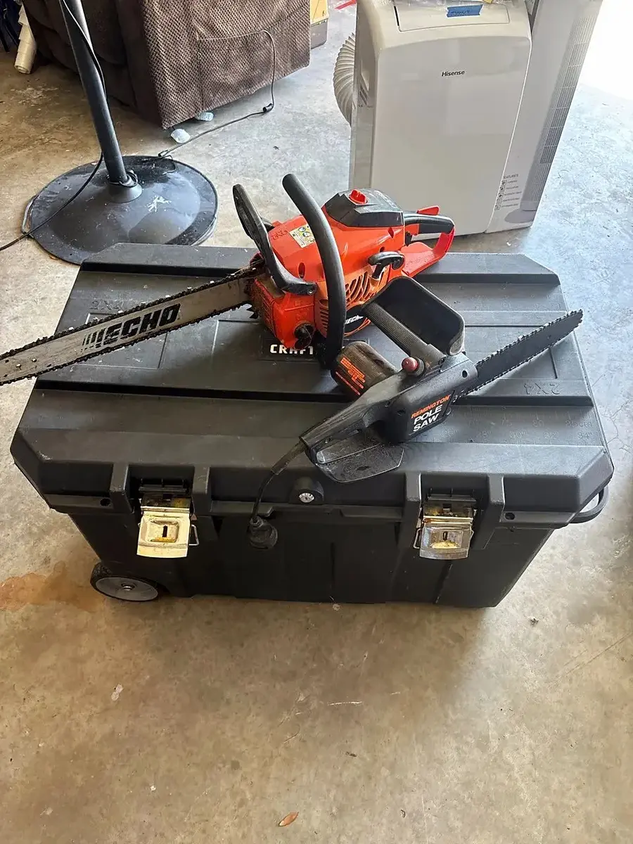 Echo CS-400 Chainsaw, Remington Pole Saw & Rolling Tool Box