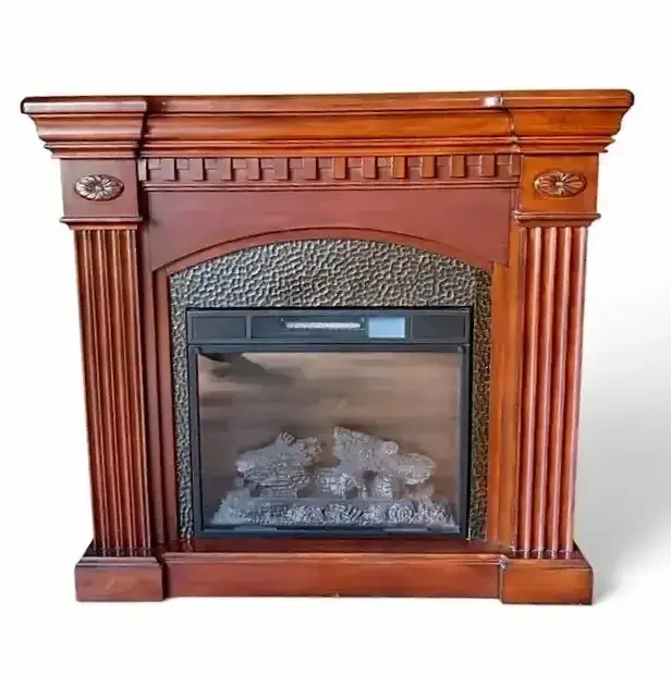 Twin Star Electric Fireplace with Cherry Finish Mantel