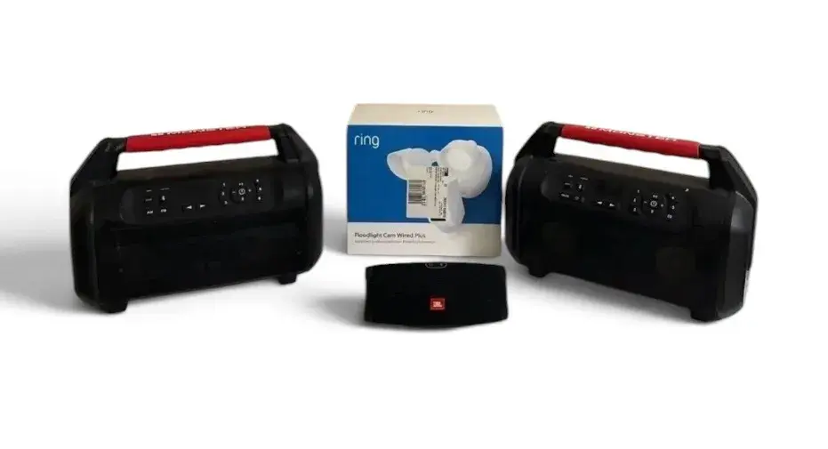 Ring Floodlight Cam, JBL Charge 4 & 2 Monster Speakers