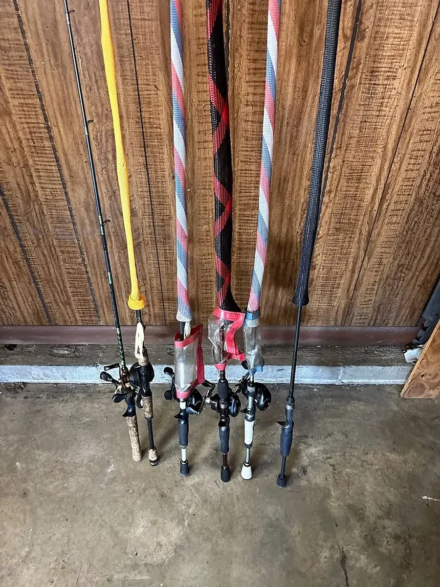 Assorted Fishing Rods and Reels Lot with Rod Sleeves