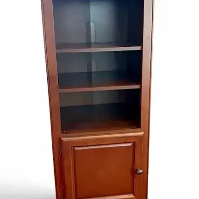 Cherry Finish Bookcase Cabinet with Door & Open Shelves
